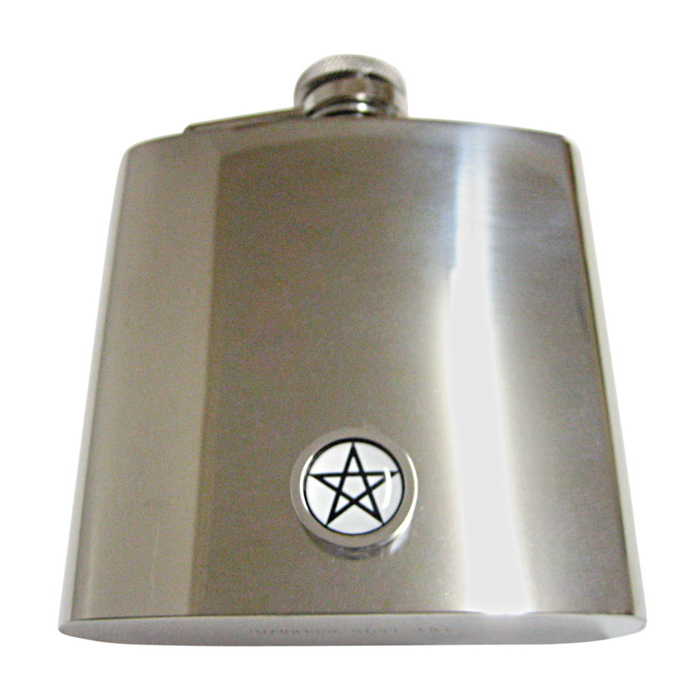 Bordered Pentagram Star Design 6oz Flask